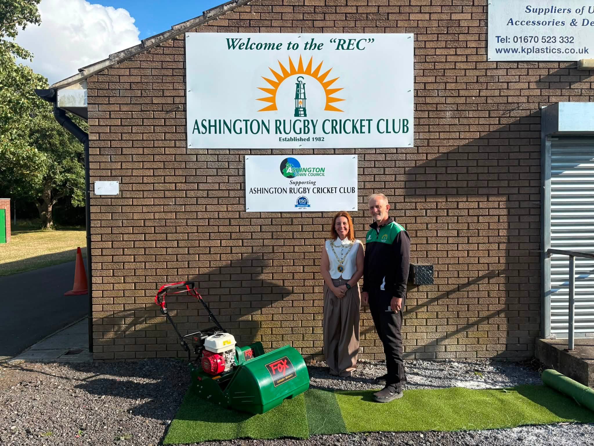 Ashington Town Council grant funds new wicket cutter for Ashington Rugby Cricket Club