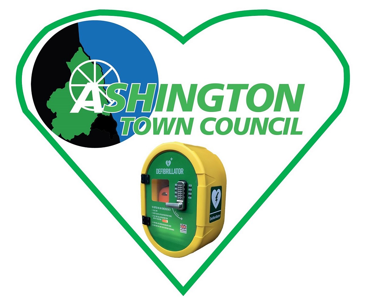 Logo with image of defib