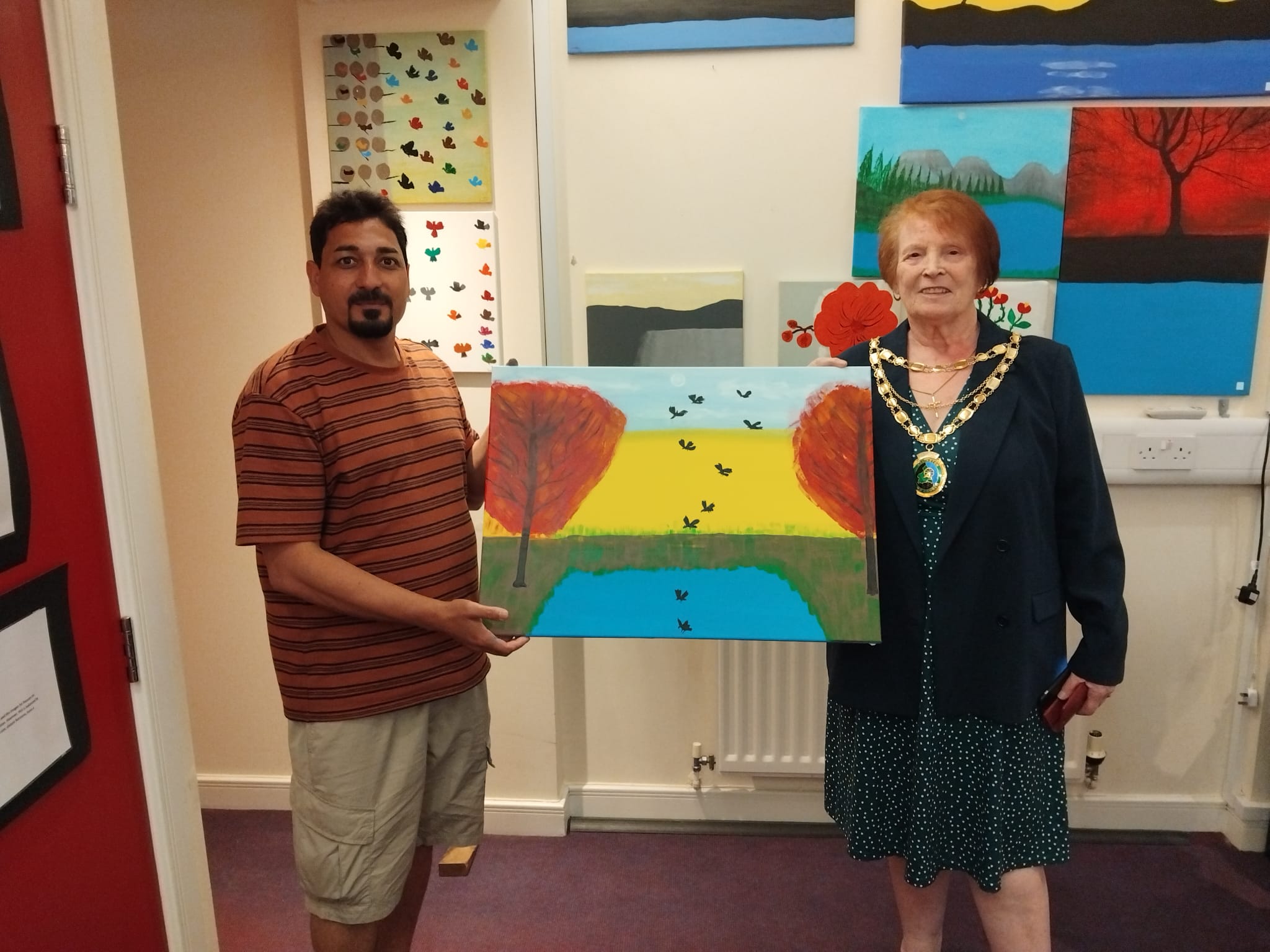 Civic Head Visits Northumberland CVA to View County of Sanctuary Art Exhibition