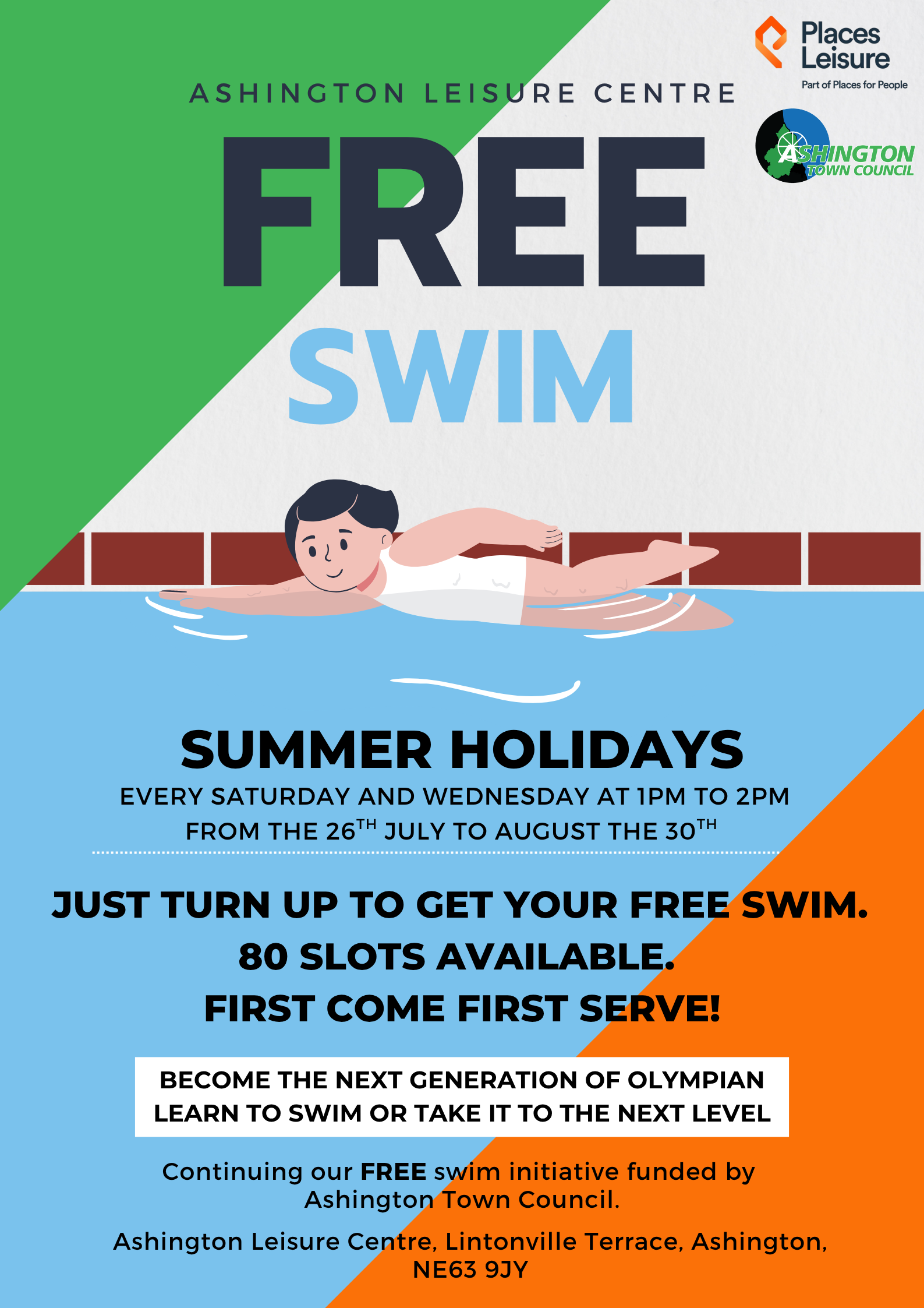 Dive Into Summer: Ashington Town Council Launches Summer Free Swimming Programme for All Ages