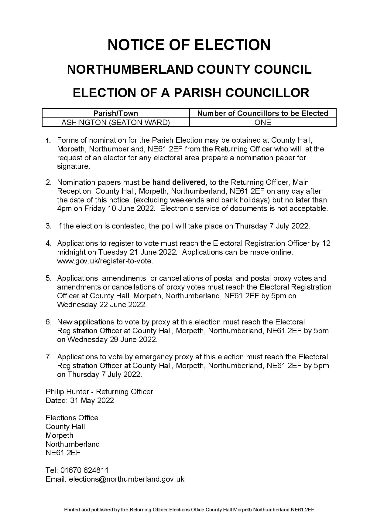 TOWN COUNCILLOR SEATON WARD