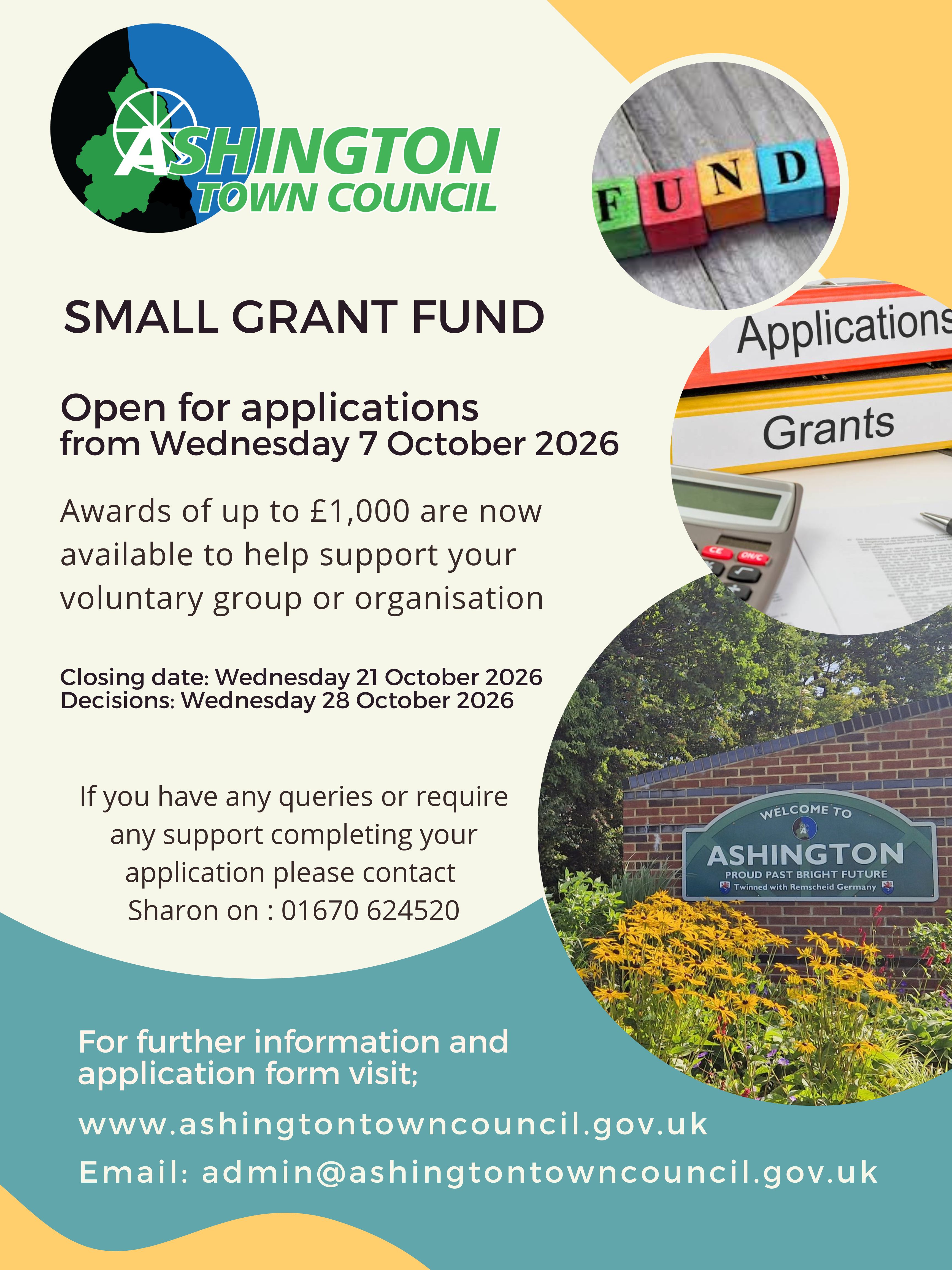 Ashington Town Council Opens Third Round of Small Grants Fund