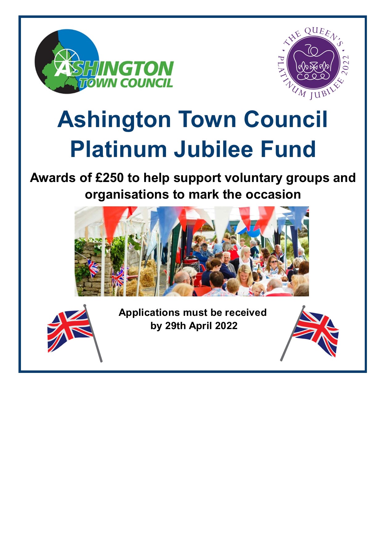 Applications invited for funding towards Platinum Jubilee Celebrations in Ashington